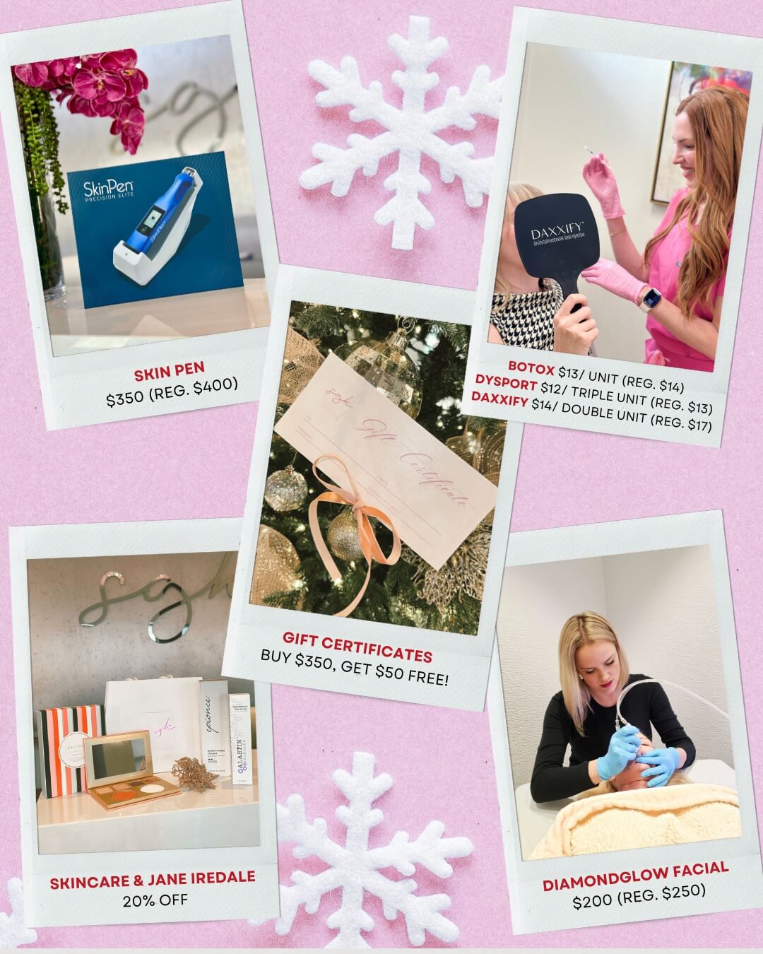 Poloroid photos that feature the sales for December